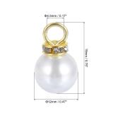 Uxcell Pearl Charm, 51pcs 12mm Pendants Faux Pearl Beads Charm With Crystal Beads Rhinestone For Making Bracelet Earrings Necklace Crafts (Gold)