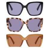 DOOViC 3 Pack Stylish Oversized Sunglasses Readers Outdoor Reading Glasses For Women 1.50 (Not Bifocals)