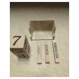 Wooden Perpetual Block Calendar For Desk, Wood Month Date Display Blocks For Teachers, Students, Classroom, Rustic Farmhouse Office Decor, Desk Accessories (5 x 4 In)