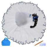 Drasry Saltwater Fishing Cast Net 3/8 inch Mesh Size For Bait Shrimp Trap Fish Heavy Duty Throw Net 3FT To 12FT Radius 5FT Radius 0.66LB/ FT