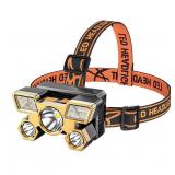 Queenrain Rechargeable headlamp,Super Bright Long Distance Outdoor Head Worn Mining Lights, Lightweight And Adjustable Headlight For Head,Waterproof Head Light For Adults Camping Outdoor