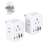 2 Pack US To Japan Travel Plug Adapter, HANYCONY Japan Power Adpter With 4 Outlets 4 USB Ports(2 USB C), Type A Plug Adapter For Amercian USA To Japanese China Canada Mexico Philippines Peru