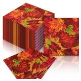 Feifeiya 60 Pcs Maple Leaf Cocktail Paper Napkins 6.5 x 6.5 Inches Disposable Paper Napkins Dessert Beverage Napkin