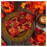 Feifeiya 60 Pcs Maple Leaf Cocktail Paper Napkins 6.5 x 6.5 Inches Disposable Paper Napkins Dessert Beverage Napkin