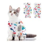 SUNFURA Cat Recovery Suit, Kitten Surgical Full Bodysuit For Abdominal Wound Protector Anti Licking After Surgery, Professional Bandages Cone E-Collar Alternative For Male & Female Pets Size Small