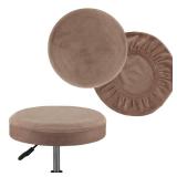 Turquoize 2 Pack Bar Stool Covers Round Stool Covers With Elastic Bands Bar Stool Seat Covers Slipcover Washable Stool Cushion Covers Feature Stretch Thick Bouncy Fabric, Dia 14"-16", Large, Taupe