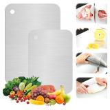 2Pcs Titanium Cutting Boards, 316 Stainless Steel Cutting Board Set For kitchen Work Double-Sided Food Grade Chopping Board, Titanium Chopping Board For Meat,Fruit,Vegetables