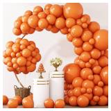 RUBFAC 129pcs Orange Balloons Different Sizes 18/12/10/5 Inches, Burnt Orange Fall Balloon Arch Kit Garland for Halloween Thanksgiving Party Baby Shower Birthday Decoration