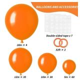 RUBFAC 129pcs Orange Balloons Different Sizes 18/12/10/5 Inches, Burnt Orange Fall Balloon Arch Kit Garland for Halloween Thanksgiving Party Baby Shower Birthday Decoration