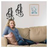 Musical Note Metal Wall Art Vase with Flowers, Hanging Decor for Indoor Living Room, Kitchen, Bedroom (Musical Notes Wall Art)