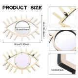 Esiti Evil Eye Wall Decor - Wood Boho Artistic Decorative Funky Rattan Mirror - Handmade Moon Eye Wall Art for Living Room Bedroom