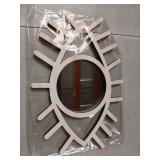 Esiti Evil Eye Wall Decor - Wood Boho Artistic Decorative Funky Rattan Mirror - Handmade Moon Eye Wall Art for Living Room Bedroom