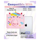 Gurgitat for iPad A16 Case/10th Generation Case - Girls Girly Teens Cute Cartoon Unicorn Silicone 10.9 Inch 2022 Tablet Cover with Rotating Stand & Strap for iPad 11th 11 Inch 2025