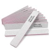 HeeYaa Nail File 12 PCS Professional Reusable 100/180 Grit Double Sides Washable Nail File Manicure Tools for Poly Nail Extension Gel and Acrylic Nails Tools Suit for Home Salon
