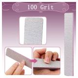 HeeYaa Nail File 12 PCS Professional Reusable 100/180 Grit Double Sides Washable Nail File Manicure Tools for Poly Nail Extension Gel and Acrylic Nails Tools Suit for Home Salon