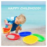 QINGLER Sand Sifters Sieve for The Beach Sand Toys (Red, Blue, Yellow & Green) Complete Gift Set Bundle-4Pack(8.75x 9.75in)