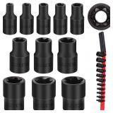 SEDY 11-Piece E-Torx Socket Set - Star Sockets Set with Socket Rail, External Torx Socket with Organizer, External Socket-Set, E4 E5 E6 E7 E8 E10 E12 E14 E16 E18 E20 Reverse Sockets Set