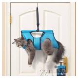 MIFNRO Pet Grooming Hammock for 6-11 lbs Pets - Adjustable Height, Tool Bag, 30 lb Capacity, Door-Hook Hanging, Foldable, Blue