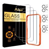 Ailun 3 Pack Screen Protector for iPhone 16 Pro Max [6.9 inch] + 3 Pack Camera Lens Protector with Installation Frame,Sensor Protection,Dynamic Island Compatible,Case Friendly Tempered Glass Film