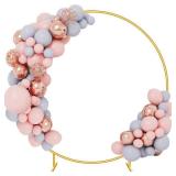7.2FT Circle Balloon Arch Stand for Floor Round Arch Backdrop Stand for Parties Flower Balloon Arch Frame Kit Flower Gold Metal Arches Backdrop for Birthday Party Wedding Christmas Decorations