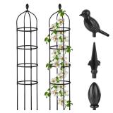 Garden Obelisk Trellis for Climbing Plants Outdoor 6 Ft Rose Bush Round Trellis for Pots Rustproof Metal Plant Flower Trellises for Clematis Vine Jasmine Support Outdoor Indoor