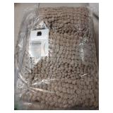 H.VERSAILTEX Bath Mats for Bathroom Non Slip Extra Thick Chenille Striped Bath Rug 24" x 36" Absorbent Non Skid Fluffy Soft Shaggy Rugs Washable Dry Fast Plush Mats for Indoor, Bath Room, Tub - Taupe