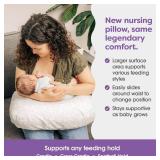 Boppy Nursing Pillow - Ergonomic Bottle & Breastfeeding Pillow with High, Firm, Large Area, Water-Repellent Cushion with Washable Cover; Baby Safety Alliance Verified - Cream Retro Squiggles