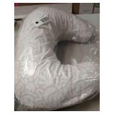 Boppy Nursing Pillow - Ergonomic Bottle & Breastfeeding Pillow with High, Firm, Large Area, Water-Repellent Cushion with Washable Cover; Baby Safety Alliance Verified - Cream Retro Squiggles