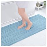 Buganda Memory Foam Bathroom Rug Mat 47x17, Extra Soft and Absorbent Bath Mats, Non-Slip and Machine Washable Bath Rugs for Bathroom Floor,Tub and Shower, Blue