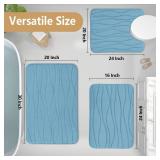 Buganda Memory Foam Bathroom Rug Mat 47x17, Extra Soft and Absorbent Bath Mats, Non-Slip and Machine Washable Bath Rugs for Bathroom Floor,Tub and Shower, Blue