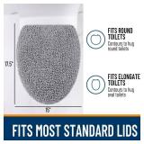 OLANLY Soft Chenille Bathroom Toilet Lid Cover, Machine Washable Seat Covers, 17.5x15, Stays in Place Rubber Backing, Fits Most Round, Elongated and Oblong Lids, Accessories Decor, Gray