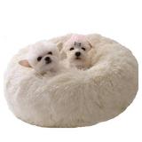 BODISEINT Modern Soft Plush Round Pet Bed for Cats or Small Dogs, Mini Medium Sized Dog Cat Bed Self Warming Autumn Winter Indoor Snooze Sleeping Cozy Kitty Teddy Kennel (24