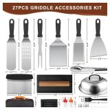 SouAny Blackstone Griddle Accessories Kit, 27Pcs Grilling Accessories Set for Blackstone and Camp Chef, Flat Top Grill Accessories Set with Spatulas, Scraper, Grill Press, Basting Cover for BBQ