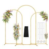 Arch Backdrop Stand,7.2FT, 6.6FT, 6FT Set of 3 Metal Gold Balloon Arch Stand Kit Wedding Arch Stand for Baby Shower Birthday Party Event Decoration Garden Floral Balloon Arch with Base