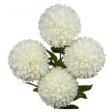 Briful Autumn Artificial Chrysanthemums Ball Flowers 6 Large Heads Mums Stems Cream White Fake Hydrangea Flowers Bridal Wedding Bouquet for Home Garden Party Wedding Decoration, Set of 4