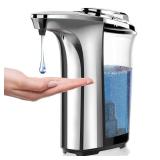 PZOTRUF Automatic Soap Dispenser, Touchless Dish Soap Dispenser 17oz/500ml with Infrared Sensor, 5 Adjustable Soap Levels, Liquid Dispenser for Bathroom Kitchen (Silver)