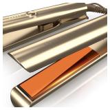 Giacomucci Titanelli 2 in 1 Titanium Hair Straightener and Curler | 100% Pure Ti-Thermal Technology Flat Iron | 1-Inch Professional Styling | Available in Black, Gold, and Pink (Gold)