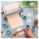Amylove 72 Pieces Polymer Clay Roller Tools Machine Clay Conditioning Machine Polymer Clay Cutter Kit with Shapes Stainless Steel Clay Earring Cutters Earring Hooks Accessories for Clay Earring Making
