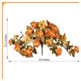 HyeFlora Artificial Fall Flowers for Outdoors Decoration 2PCS Autumn Faux Morning Glory Look Real Silk Flowers for Outside Planter UV Resistant Fake Flowers for Home Garden Balcony Yard Porch Deco