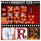 Aurelema Popcorn Light up Letters Sign Party Decorations Battery Powered Marquee Lighted Sign LED Alphabet Letter Lights for Night Party Tabletop Decor Supplies