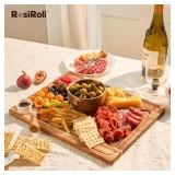 RosiRoli Acacia Wood Cake Stand with Lid 2-in-1 Rectangular Charcuterie Board & Dessert Display, Shatterproof Acrylic Dome Cover for Freshness, Serving Platter for Parties, Weddings, Birthdays, Gifts