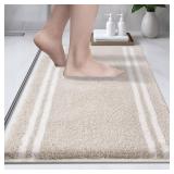 PURRUGS Bathroom Rug Non-Slip Machine Washable 20" x 30", Super Absorbent and Quick Dry Shaggy Microfiber Bath Mat, Extra Soft and Plush Bath Rug for Bathtub, Shower and Sink, Beige