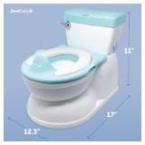 Real Feel 2-in-1 Potty with Wipes Storage, Flushing Sounds & Disposable Liners - Realistic Toilet - Easy to Clean & Assemble - Jool Baby (Aqua)