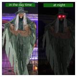 Halloween Decorations Outdoor Halloween Animatronics Motion Activated 6Ft Creepy Hanging Witch with Light-up Eyes Haunted House Prop Decor Indoor 2025 Update
