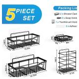 EUDELE Adhesive Shower Caddy, 5 Pack Rustproof Stainless Steel Bath Organizers With Large Capacity, No Drilling Shelves for Bathroom Storage & Home Decor-XL Size