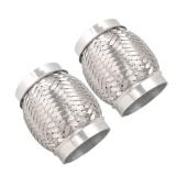 FGJQEFG 2PCS Exhaust Flex Pipe Stainless Steel Double Braid Long Heavy Duty 3