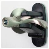 Door Lever Lock (4 Pack) Prevents Toddlers from Opening Doors. 3.25" L * 1.5" W * 4.5" H Easy One Hand Operation for Adults. Durable ABS with 3M Adhesive Backing. Simple Install (Black)