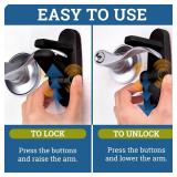 Door Lever Lock (4 Pack) Prevents Toddlers from Opening Doors. 3.25" L * 1.5" W * 4.5" H Easy One Hand Operation for Adults. Durable ABS with 3M Adhesive Backing. Simple Install (Black)