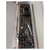 Wireless Keyboard and Mouse, Vssoplor 2.4GHz Rechargeable Compact Quiet Full-Size Keyboard and Mouse Combo with Nano USB Receiver for Windows, Laptop, PC, Notebook-Black Gold