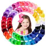 Oaoleer Hair Bows for Girls, 30 Colors 6 Inch Grosgrain Ribbon Hair Bows Clips Alligator Clips Barrettes Hair Accessories, Back to School, Party, Photography, Christmas, Travel